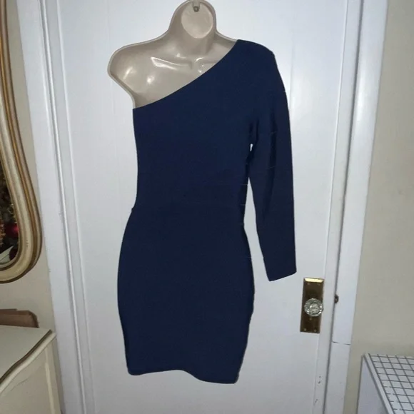 NWT | Guess by Marciano Navy One Shoulder Bandage Dress!! - Picture 4 of 7